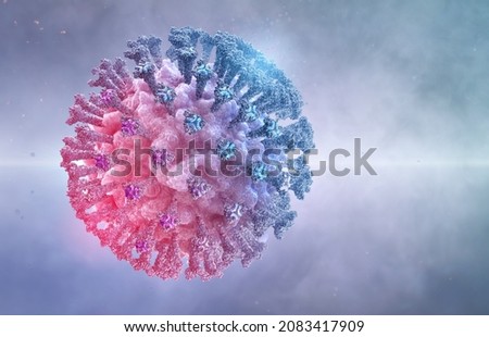 Coronavirus covid-19 Omicron variant. B.1.1.529 mutation virus cell 3D medical illustration background. Africa corona virus strain 2019-ncov sars. Mutated omicron coronavirus SARS-CoV-2 flu disease Stok fotoğraf © 