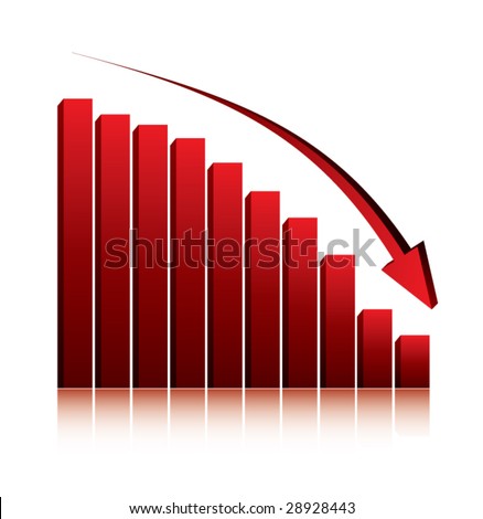 Economy Crisis / 3d Graph Showing Fall In Profits Or Earnings / Vector ...