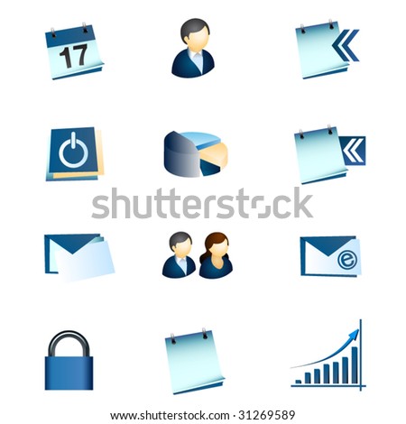 Business Office Internet Icons #1 - Blue Theme - Vector set with no transparency