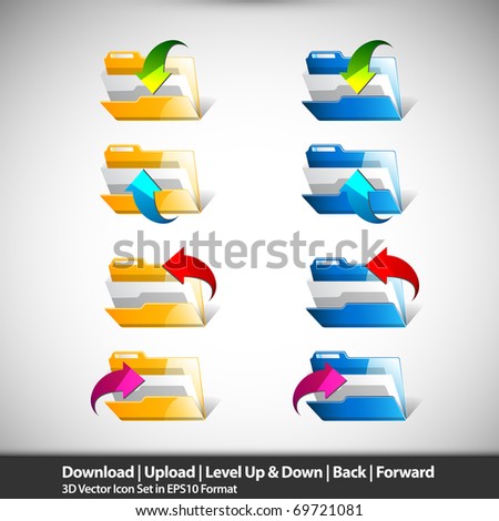 Folder Actions | Download, Upload, Back & Forward Icons | 3D Vectors EPS10