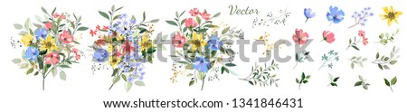 Similar – Image, Stock Photo Flower arrangement with wild flowers on a black background