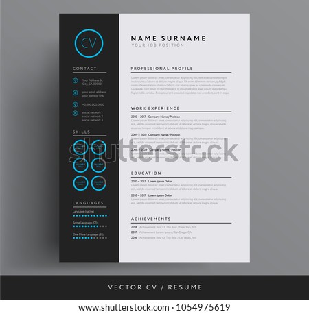 CV / resume template - stylish dark gray and blue design sample