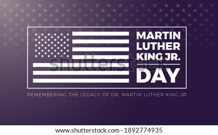 Martin Luther King Jr Day lettering and USA flag on stars background - vector illustration