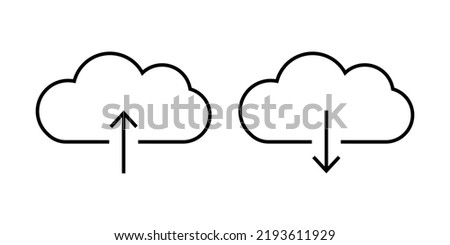Cloud download  line ion with arrow