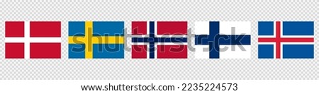 Nordic countries flag icon set