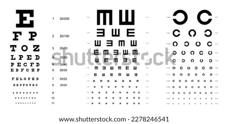 Eye chart table diagram set 