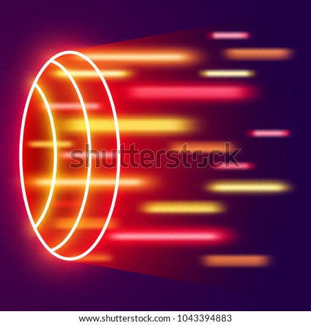 Vector art with   neon tubes. Vector illustration. Abstract logo. Isolated icon of background. 10 EPS