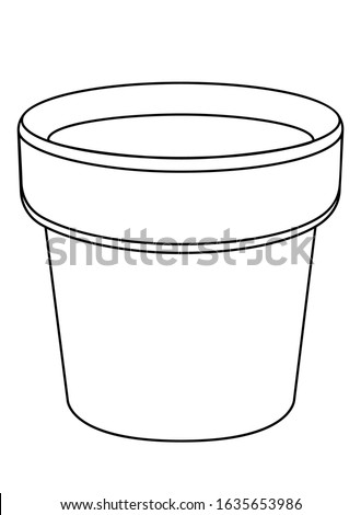 Empty flower pot - vector template. Cache-pot for indoor plants - a subject for gardening - a vector linear drawing for coloring. Outline. Hand drawing