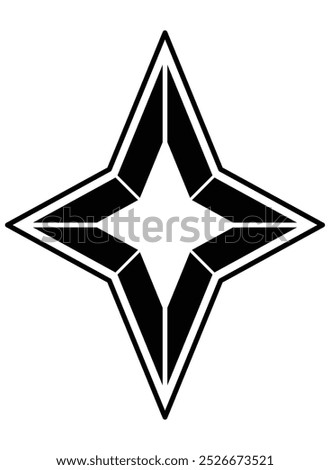 Four-pointed star silhouette - vector silhouette image for logo, pictogram or stencil. Star symbol or icon