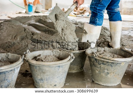 Wet Cement. Wet cement mixed for building