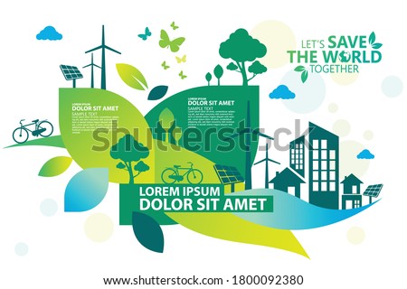 Ecology.Green cities help the world with eco-friendly concept ideas.vector illustration