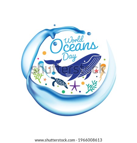World oceans day logo design template 