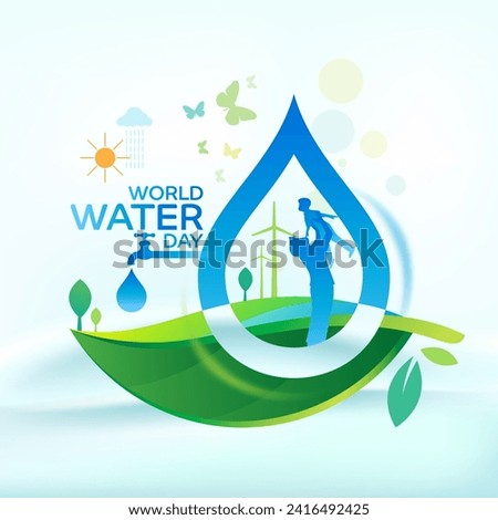 Concept of ecology and world water day  logo design template