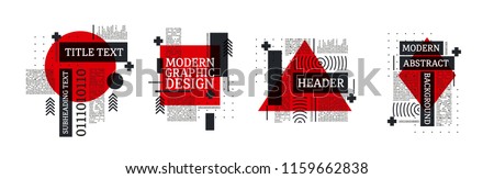 vector illustration creative modern frames. stylish graphics with elements of typography red abstract shape. element for design business cards, invitations, gift cards, flyers and brochures