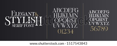 vector font illustration. Stylish elegant thin vector composite font serif. set of letters English alphabet. uppercase letters, lowercase letters and numbers