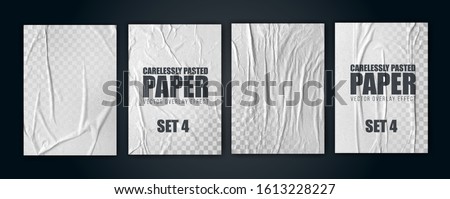 vector illustration object. badly glued white paper. crumpled poster. vector graphics can be applied to any objects with a blending mode for the effect of crumpled wet paper. set 4