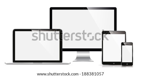 vector illustration modern monitor, computer, laptop, phone, tablet on a white background