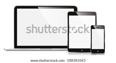 vector illustration modern laptop, phone, tablet on a white background