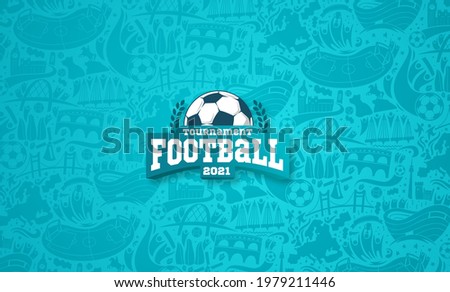 vector illustration. football 2020. ball graphic design on a blue background with spots. stylish background gradient