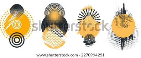 circle collection set of design different circle geometry design. pattern abstract shape yellow circle of different shapes for design creative. circle logo vector illustration.