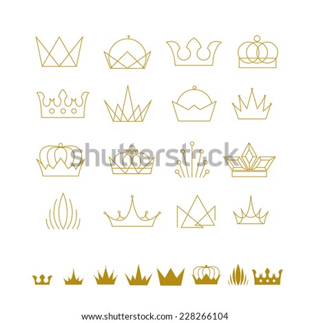 abstract vector set of crowns creative ideas and objects for design