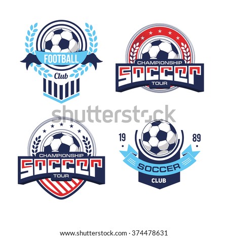 Vector Set Badges Logos Red For Football Teams And Tournaments ...