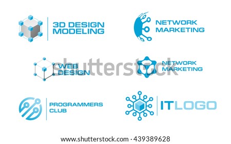 Abstract vector logo website design. 3d modeling. network marketing. IT. virtual environment design. Club programistovyu templates examples of icons logos for companies and agencies