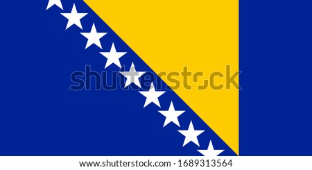 Bosnia Herzegovina national flag. Vector illustration of Standart size.
