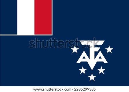French Southern and Antarctic Lands flag. Vector illustration of Standart size 