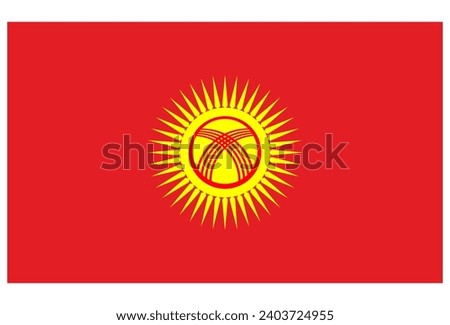 Kyrgyzstan new national flag. Vector illustration of Standart size, 
