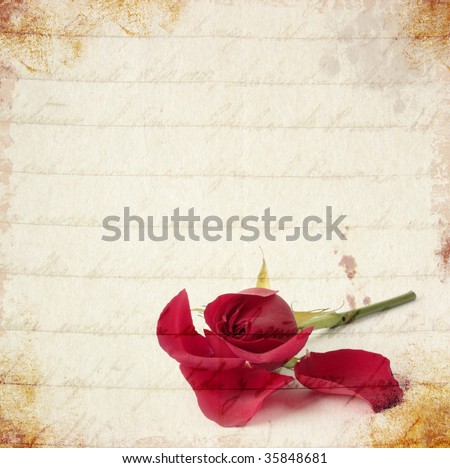 Red Rose Losing Petals Vintage Card Stock Photo 35848681 : Shutterstock