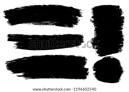 Vector set of hand drawn brush strokes, stains for backdrops. Monochrome design elements set. One color monochrome artistic hand drawn backgrounds. Foto d'archivio © 