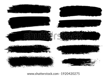 Vector set of hand drawn brush strokes, stains for backdrops. Monochrome design elements set. One color monochrome artistic hand drawn backgrounds.