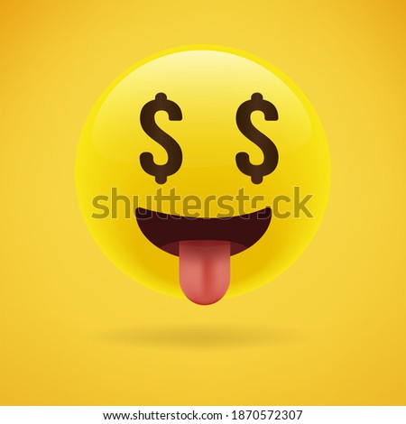 Money-Mouth Face Emoji. Dollar sign eyes emoticon emoji character icon.