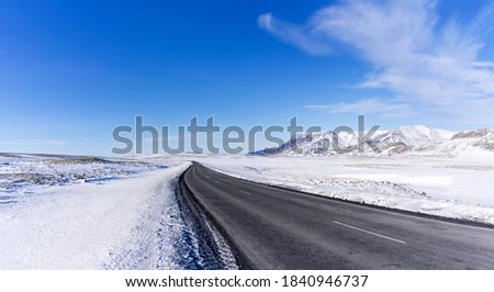 Similar – Image, Stock Photo snow line Trip Loneliness