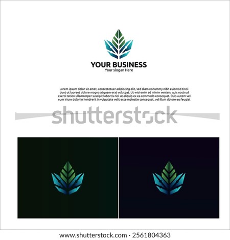 logo designs concept, A geometric leaf symbol with sharp clean lines, bold greens with a hint of white, modern and professional for your business