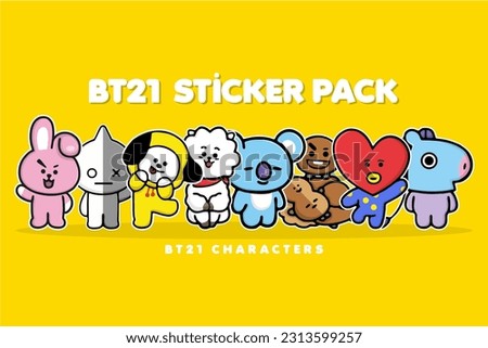 cute bt21 big set sticker concept vector design