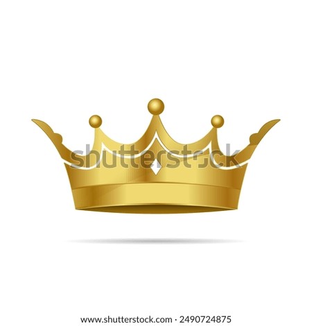 Golden Crown With Gradient Mesh, Vector Illustration