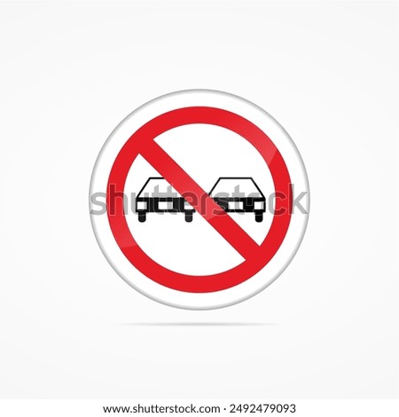 illustration of no passing road sign with two cars