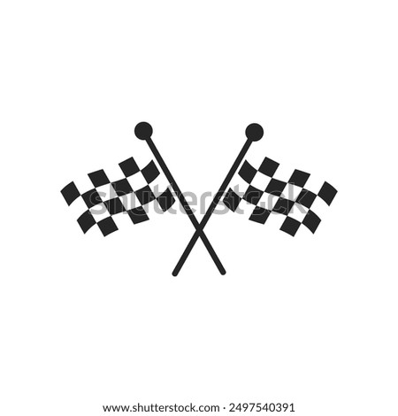 Crossed flags icon. Monochrome black and white symbol. Vector illustration