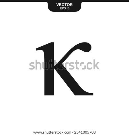 Kappa lowercase symbol, third letter of the Greek alphabet, value of three, finance and mathematics symbol