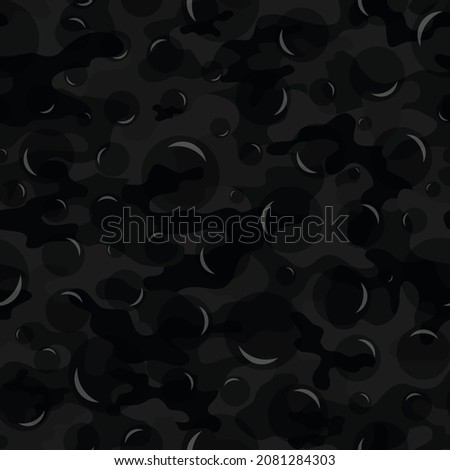 
Black camouflage pattern, vector background repeat, bubbles, street modern design