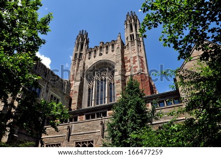 NEW HAVEN, CONNECTICUT:  The beautiful English gothic style Sterling Law School at Yale University