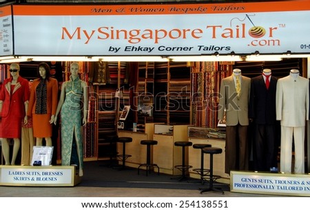 Singapore - December 11, 2008:  Tailor shop near Orchard Road offering fine quality custom made clothing for men and women
