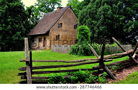 Lancaster, Pennsylvania - June 5, 2015:  The historic 1719 Hans Herr House is the oldest Mennonite Meeting House in the Western Hemisphere
