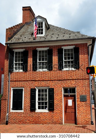 Baltimore, Maryland - July 23, 2013:  1793 Flag House, home of Mary Pickersgill, maker of the flag that inspired Francis Scott Key\'s poem which became The Star Spangled Banner *