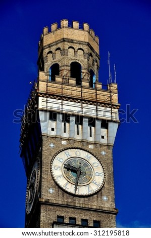 Baltimore,  Maryland - July 23, 2013:  The landmark Italianate 1911 Bromo-Seltzer Arts Tower on Lombard Street