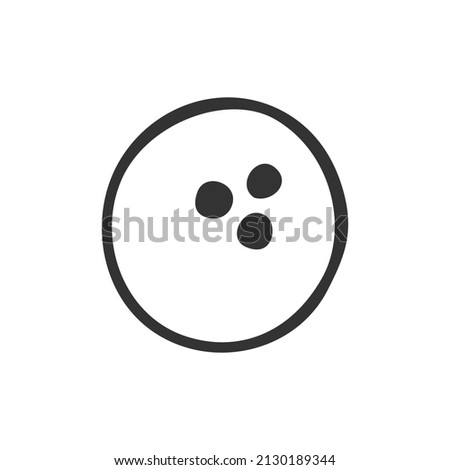Single hand drawn bowling ball. In doodle style, black outline isolated on white background. Cute element for card, social media banner, sticker, decoration kids playroom. Vector illustration.