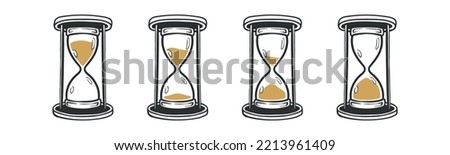 Hourglass full countdown duration collection illustration vintage sand glass awesome sketch drawing
