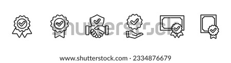 verification approved line icon set check mark agreement warranty badge confirmation symbol ouline illustration vector design